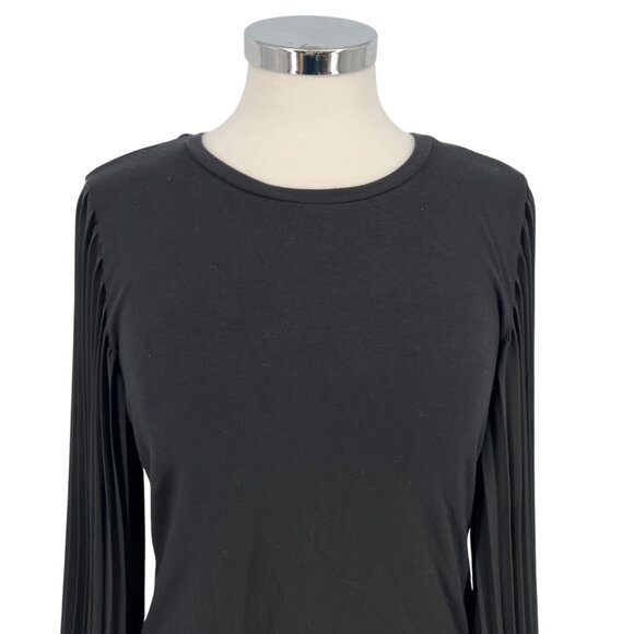 T Tahari Pleated Puff Sleeve Blouse Black Size Small - Picture 5 of 12